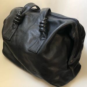 Beautiful Vintage Navy Leather Satchel